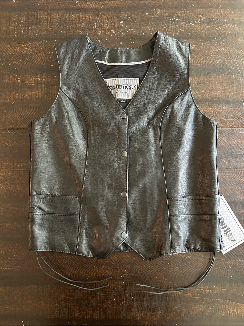 Unik Premium Women's Black Leather Biker Vest